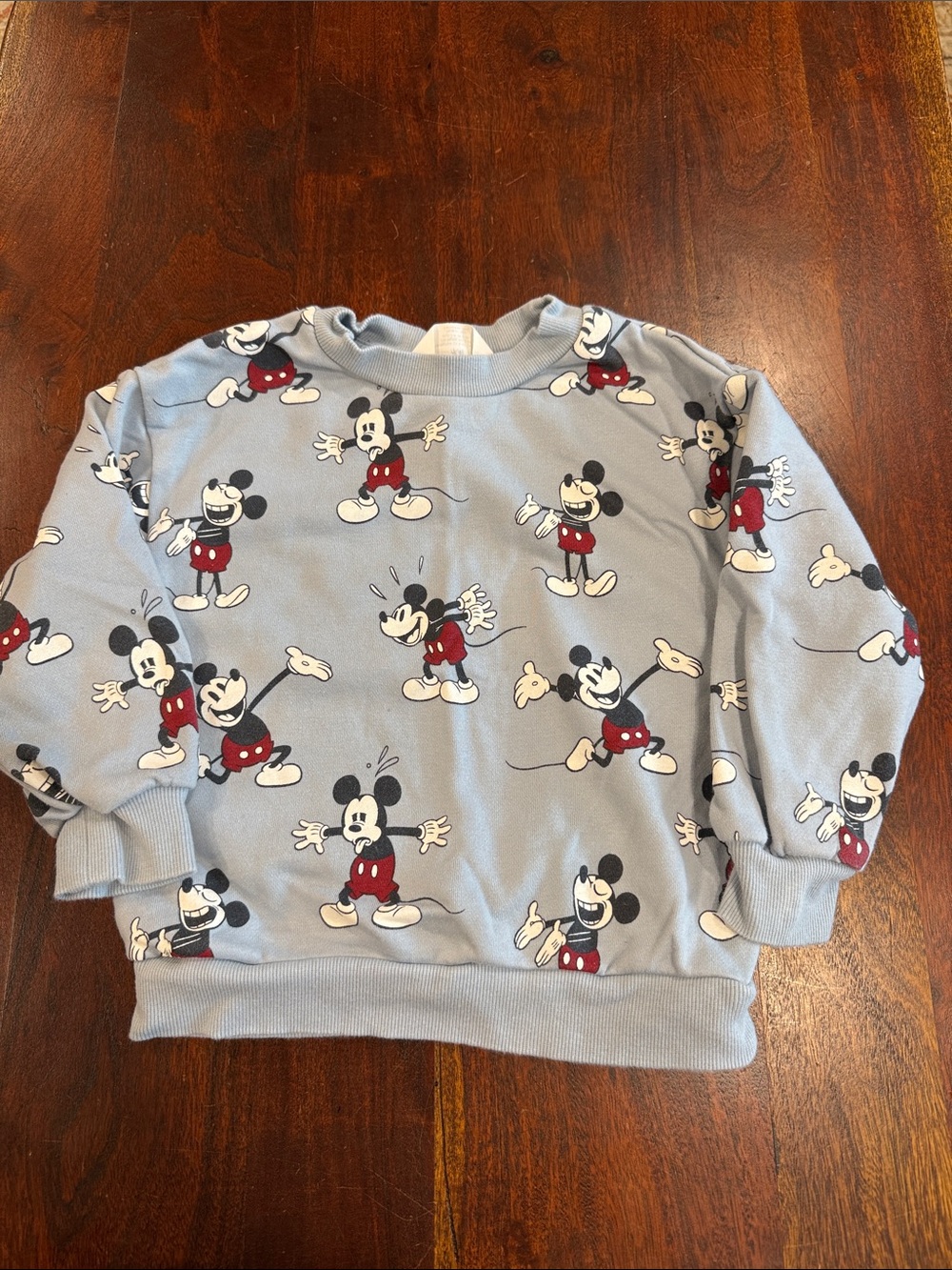 H&M Light Blue Mickey Mouse Pullover Sweatshirt